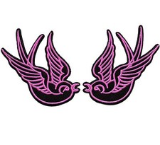 2 Patchs Grandes HIRONDELLES Tattoo Rockabilly Rock'n'Roll Kustom Ska Punk