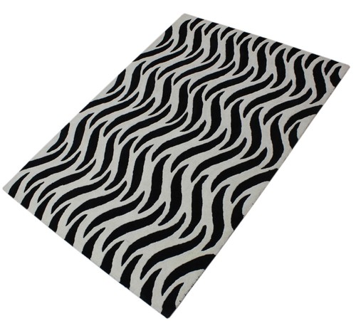 Tapis 100 laine noir beige - tapis,