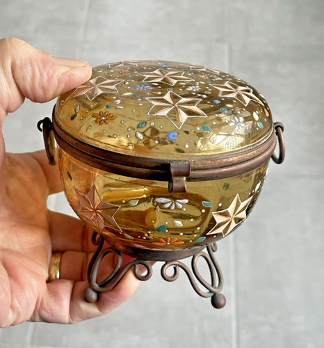 Bonbonnière verre émaillée