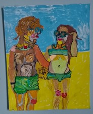 Feutres Acrylique Sur Carton Toilé "Le Couple Moderne" 30/24cm 2023