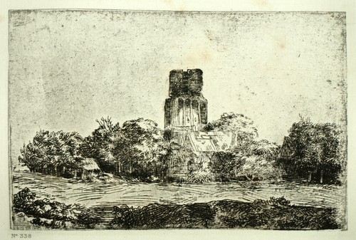 Paysage tour gravure eau - a,