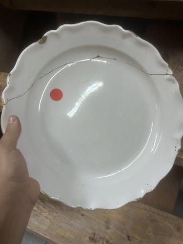 Plat blanc faïence - blanc, régionale