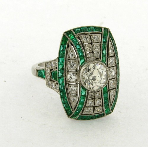 Bague art déco ronde - , en