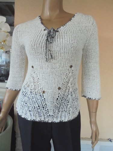 Pull printanier blanc - blanc, bordure