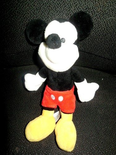 Doudou peluche mickey noir - peluche,