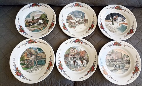 Six assiettes plates obernai - plates,