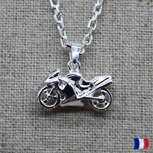 Pendentif moto argent 925 - argent, +