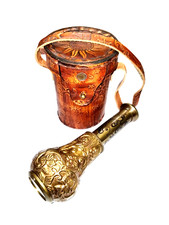 Ancien télescope binoculaire monoculaire en laiton vintage lunette de visée n...