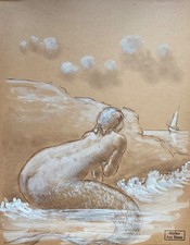La sirène, dessin original du sculpteur Ary Bitter.