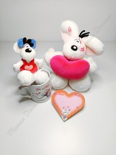 Lot Peluches Diddlina Diddl Coeur Rose Tasse Et Post-it Saint Valentin  -  Diddl
