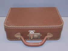 -ANCIENNE VALISETTE MALLETTE  CARTON BOUILLI MARRON Intérieur papier collé     D