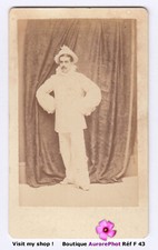 HOMME COSTUMÉ EN ARLEQUIN PIERROT, DÉGUISEMENT, ACTEUR ?, CDV à NEWPORT -F43