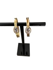 Paire de boucles d’oreilles créoles et cristal en or 18 carats vintage 6,2 grs