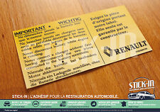 Autocollant Stickers "Exigez Pièce Origine" Clio Williams 16S 16V Batterie