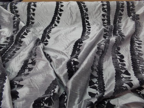 Tissu soie sauvage gris métal - sauvage,