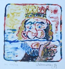 Miguel Berrocal King Main Signée 83 Sérigraphie Espagnol Sculpteur Lufthansa D