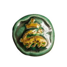 Bouton ancien - Céramique - Salamandre -Créateur - 34 mm- French Designer Button