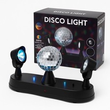 Disco Light Avec Miroir Boule, LED Mobile Spots, Couleur Projection Portable