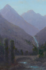 Beau tableau ancien Vue des Pyrénées Luchon randonnée pont cascade montagne 