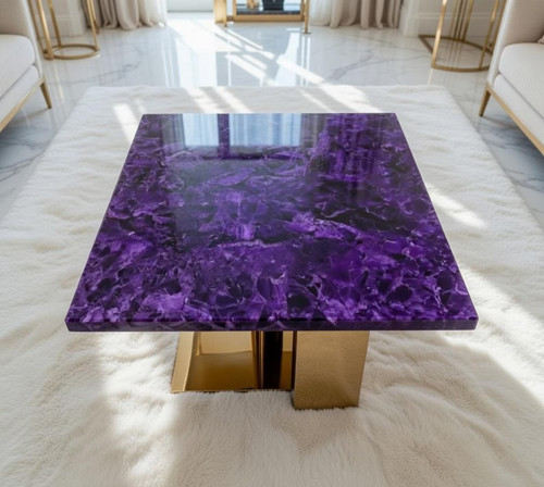 Luxury amethyst coffee table - amethyst,