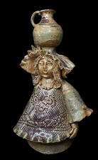 CATIDO LA BORNE Grande SCULPTURE EN GRES PORTEUSE D'EAU Stoneware STYLE LERAT