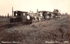 Newberry Michigan Toonerville Trolley Real Photo Antique Postcard K79666