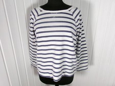 Pull marinière blanc rayé bleu SUD EXPRESS M 38/40 Coupe ample logo métal