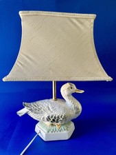 Grande lampe à poser vintage canard en céramique avec abat-jour 1980s  47 cm