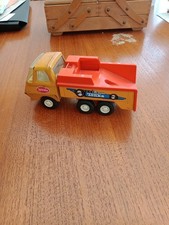  TONKA CAMION TINPLATE SHEET METAL TRUCK RACING CAR CARRIER ORANGE  