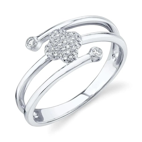 14k blanc diamant trèfle - or,