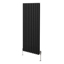 Radiateur Colonne Ovale & Robinet Thermostatique Noir 1600 x 600mm