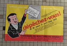 * affiche publicitaire garage RENAULT concours plus beau tableau  4ch dauphine