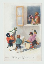 Oiseaux humanisés . Chardonneret . CPA 120