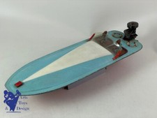 JOUET ANCIEN JOUSTRA BATEAU DE COURSE TYPE PELLE HORS BORD MECANIQUE 1934 38CM