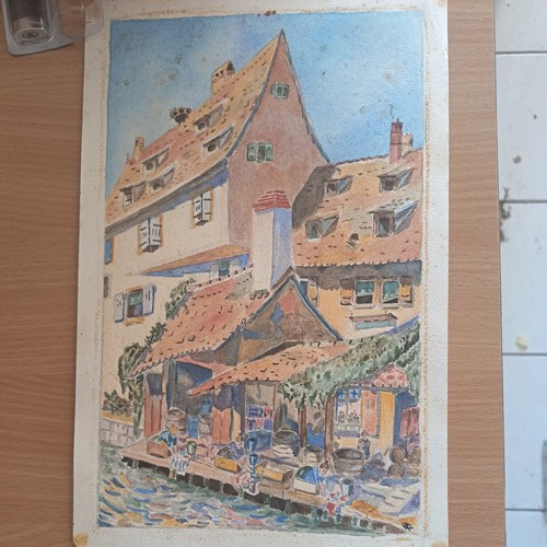 Aquarelle les lavandières - les,