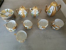 Service à thé japonais en porcelaine (Lustreware émaux métal ) vintage années 30