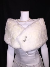 WHITE Faux Fur Stole Shawl