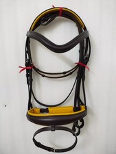 Bride en cuir anglais avec bandeau avion avec rembourrage jaune de toutes...