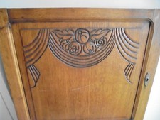 ART DECO  Ancienne porte de placard / buffet en bois 63 x 58 cm