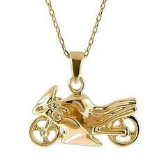 LOT Pendentif Moto Plaqué Or 18 carats + Chaîne - Longueur AU CHOIX - Homme