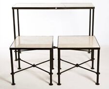 Ensemble Art Déco  1 console et 2 bouts de canapé en métal et granit (accidents)