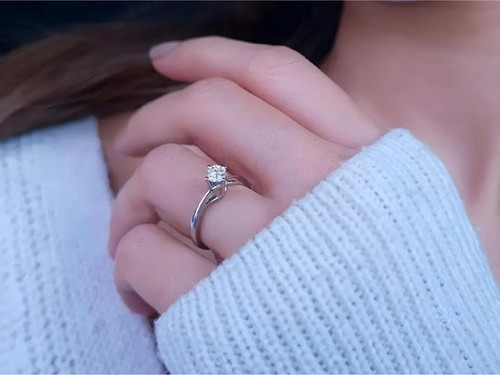 Bague solitaire blanc - bague, or