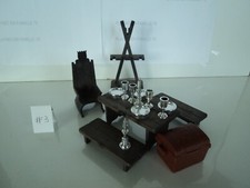 PLAYMOBIL lot vintage médiéval table banc râtelier vaisselle 3262 3405 3450 #3