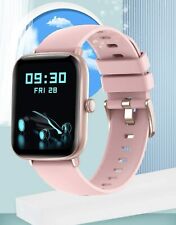 Montre Connecté Multifonction Rose Bonbon Carré Femme Bracelet Silicone Réglable