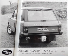 Photo presse RANGE ROVER TURBO D an92