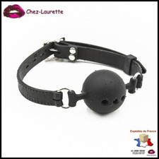 Baillon boule gag tout silicone 3 trous BDSM sextoys soumission taille S M L