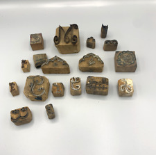 Ancien lot 18 tampons monogramme en métal pour broderie, lettres et motifs