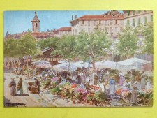 cpa Illustration Signée Pierre COMBA 06 - NICE Le Marché aux Fleurs