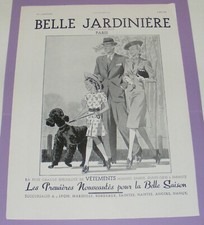 BELLE JARDINIÈRE VÊTEMENTS MODE FAMILLE CHIEN PROMENADE-1940 PUBLICITÉ VÉRITABLE