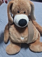Peluche Doudou Chien Marron Écharpe Rayures Tiamo Collection 37 Cm